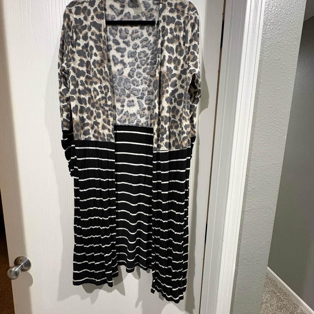 7th Ray Leopard and Striped Cardigan